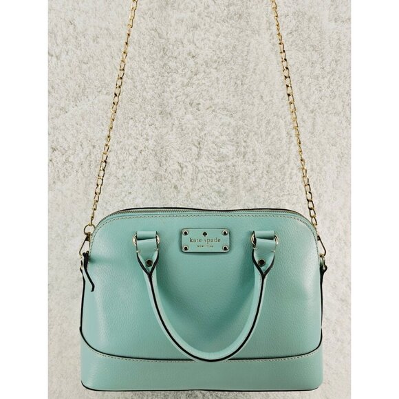 KATE SPADE Wellesley Rachelle Turquoise Texturedt Leather Domed Satchel Handbag - Picture 4 of 16